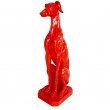 Statue chien assis sur socle lévrier en résine rouge 80 cm