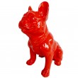 Statue chien en résine bouledogue Français assis rouge - 33 cm