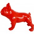 Statue chien en résine bouledogue Français debout rouge - 40 cm