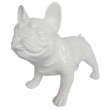 Statue chien en résine bouledogue Français quatre pattes blanc - 33 cm