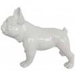 Statue chien en résine bouledogue Français quatre pattes blanc - 33 cm