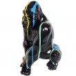 statue en résine singe gorille protecteur multicolore fond noir - 36 cm