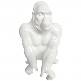 statue en résine singe gorille protecteur blanc - 36 cm