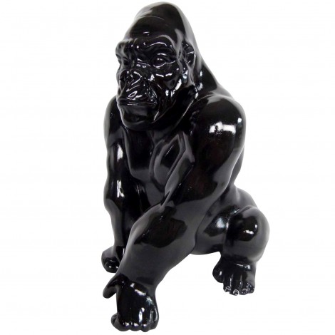 statue en résine singe gorille protecteur noir - 36 cm