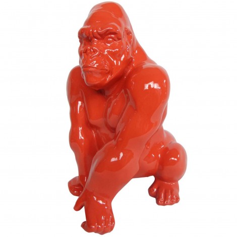 statue en résine singe gorille protecteur rouge - 36 cm