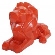 statue en résine lion couché style origami rouge - 34 cm