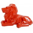 statue lion en résine couché style origami rouge 34 cm