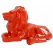 statue en résine lion couché style origami rouge - 34 cm