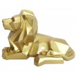 statue en résine lion couché style origami doré - 34 cm