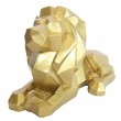 statue en résine lion couché style origami doré - 34 cm