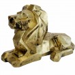 statue en résine lion couché style origami doré antique - 34 cm