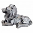 statue en résine lion couché style origami patine acier - 34 cm