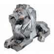 statue en résine lion couché style origami patine acier - 34 cm