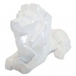 statue en résine lion couché style origami blanc - 34 cm