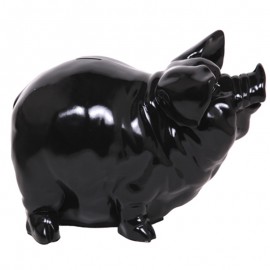 Statue en résine cochon tirelire noir ou rouge - 49 cm