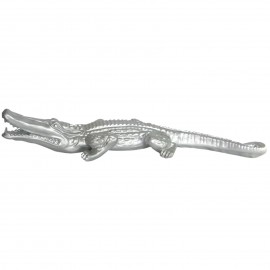 Statue en résine crocodile argent - 42 cm