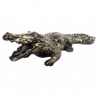 Statue en résine crocodile noir et doré - 42 cm
