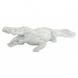 Statue en résine crocodile blanc et argent - 42 cm