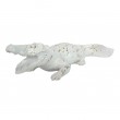 Statue en résine crocodile blanc et doré - 42 cm