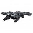 Statue en résine crocodile noir et argent gueule ouverte - 70 cm