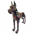 Statue en résine CHIEN dogue allemand multicolore fond noir plus - 120 cm