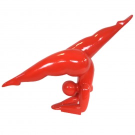 Statue femme design moderne en résine rouge gymnaste - 110 cm