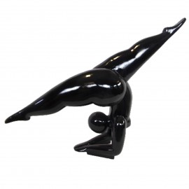 Statue femme design moderne en résine noire gymnaste - 110 cm