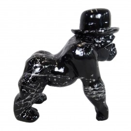 statue en résine singe gorille argent et noir en origami - 25 cm