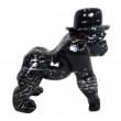 statue gorille résine singe argent et noir en origami - 25 cm