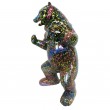 Statue Ours agressif debout multicolore plus fond noir en résine - 60 cm