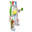 Statue Ours multicolore fond blanc agressif debout en résine - 60 cm