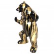Statue Ours noir et doré agressif debout en résine - 60 cm