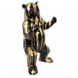 Statue Ours noir et doré agressif debout en résine - 60 cm