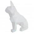 Statue bouledogue français XXL origami en résine blanche 130 cm