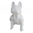 Statue bouledogue français XXL origami en résine blanche 130 cm