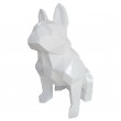 Statue bouledogue français XXL origami en résine blanche 130 cm