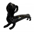 Statue chien teckel noir et doré en résine - 60 cm