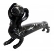 Statue chien teckel noir et argent en résine - 60 cm