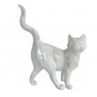Statue chat en résine queue en S multicolore blanc et argent 50 cm