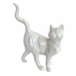 Statue chat en résine queue en S multicolore blanc et argent 50 cm