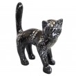 Statue chat en résine queue droite multicolore noir et argent 45 cm