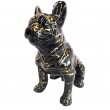 Statue chien en résine bouledogue Français assis noir et doré - 33 cm