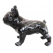 Statue chien en résine bouledogue Français debout noir et argent - 40 cm