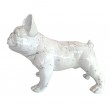Statue chien en résine bouledogue Français debout blanc et argent - 40 cm