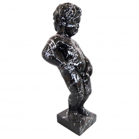 Statue en résine argent et noire le célèbre Manneken-Pis 60 cm