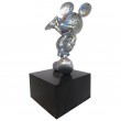 Statue en résine Mickey multicolore fond argent 80 cm