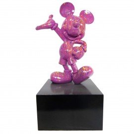 Statue en résine Mickey multicolore fond violet 80 cm