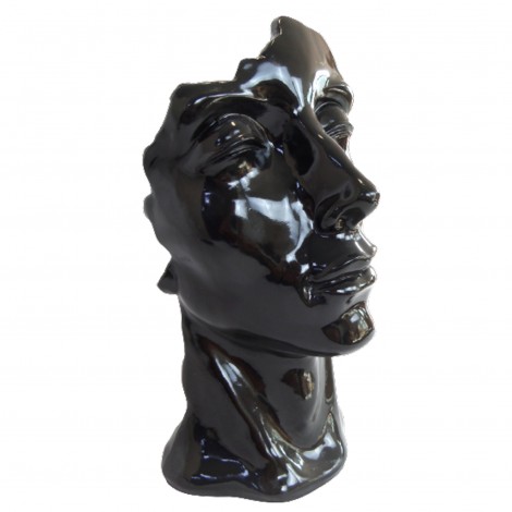 Statue visage DE FEMME en résine noire - 50 cm