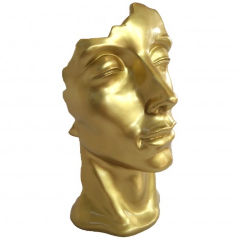 Statue visage DE FEMME en résine doré - 50 cm