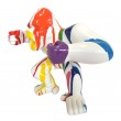 Statue en résine gorille singe agressif multicolore fond blanc 36 cm